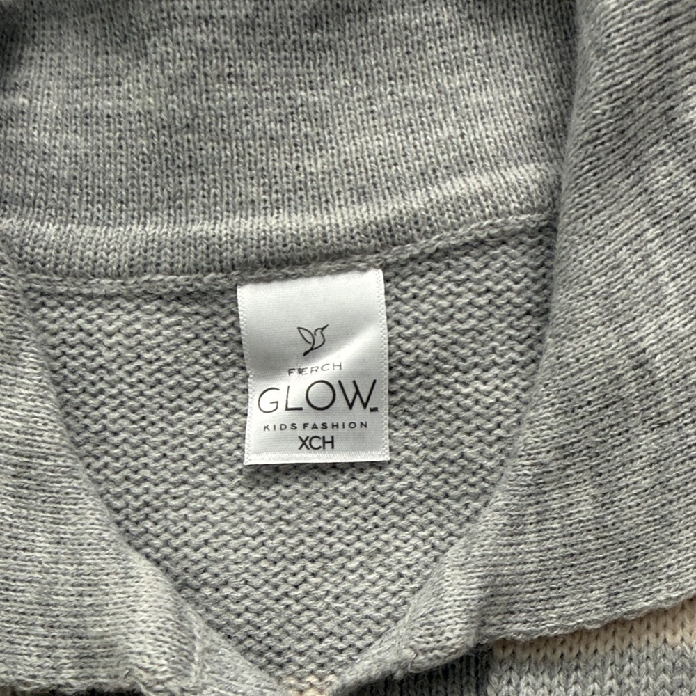Girl’s Gray and Cream Striped Sweater - Picture 2 of 4